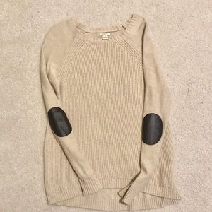 J. Crew cream sweater with elbow patches